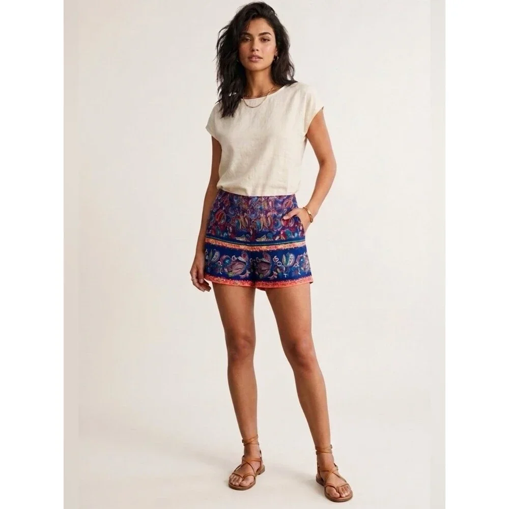 LOFT Paisley Print Shorts Size 10 High Rise Boho Coastal Preppy Vacation Resort